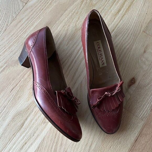 Cole Haan Vintage Womens Extra Narrow red Leather Loafers Slip On size 8.5AA - Picture 8 of 9